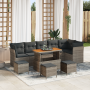 Conjunto de Sofá de Jardín de 10 Piezas con Cojines Gris Ratán Poliéster Acacia | Foro24.es | Tu tienda online para hogar, jardín y más Foro24.es