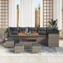 Conjunto de Sofá de Jardín de 10 Piezas con Cojines Gris Ratán Poliéster Acacia | Foro24.es | Tu tienda online para hogar, jardín y más Foro24.es