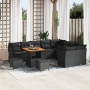 Juego de Sofá de Jardín de 12 Piezas con Cojines Negros de Poliratán Acacia von , Outdoor-Sofas - Ref: Foro24-3361519, Preis:...