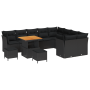 Juego de Sofá de Jardín de 12 Piezas con Cojines Negros de Poliratán Acacia von , Outdoor-Sofas - Ref: Foro24-3361519, Preis:...