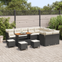 Juego de sofá de jardín de 13 piezas con cojines de poliratán negro y acacia von , Outdoor-Sofas - Ref: Foro24-3361530, Preis...