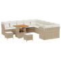 Juego de sofá de jardín de 13 piezas con cojines Beige Poliratán Acacia | Foro24.es | Tu tienda online para hogar, jardín y más Foro24.es