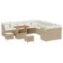 Conjunto de Sofá de Jardín de 13 Piezas con Cojines Beige Ratán de Polímero Acacia | Foro24.es | Tu tienda online para hogar, jardín y más Foro24.es