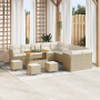 Juego de Sofás de Jardín de 14 Piezas con Cojines Beige Poliratán Acacia | Foro24.es | Tu tienda online para hogar, jardín y más Foro24.es
