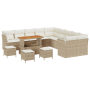 Juego de Sofás de Jardín de 14 Piezas con Cojines Beige Poliratán Acacia | Foro24.es | Tu tienda online para hogar, jardín y más Foro24.es
