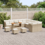 Juego de Sofás de Jardín de 14 Piezas con Cojines Beige Poliratán Acacia | Foro24.es | Tu tienda online para hogar, jardín y más Foro24.es