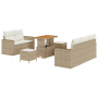 Juego de Sofás de Jardín de 8 Piezas con Cojines Ratán Sintético Beige Acacia | Foro24.es | Tu tienda online para hogar, jardín y más Foro24.es