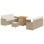 Juego de Sofás de Jardín de 9 Piezas con Cojines Beige de Ratán PE Acacia | Foro24.es | Tu tienda online para hogar, jardín y más Foro24.es