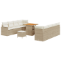 Juego de Sofá de Jardín de 11 Piezas con Cojines Beige Poliratán Acacia | Foro24.es | Tu tienda online para hogar, jardín y más Foro24.es