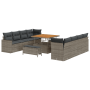 Juego de Sofás de Jardín de 11 Piezas con Cojines Gris Ratán Poliéster Acacia by , Outdoor sofas - Ref: Foro24-3361598, Price...