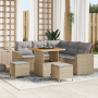Juego de Sofá de Jardín de 8 Piezas con Cojines Ratán Poliéster Beige Acacia | Foro24.es | Tu tienda online para hogar, jardín y más Foro24.es