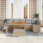 Juego de Sofá de Jardín de 9 Piezas con Cojines Beige Ratán Poliéster Acacia | Foro24.es | Tu tienda online para hogar, jardín y más Foro24.es