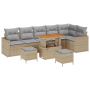 Juego de Sofá de Jardín de 9 Piezas con Cojines Beige Poliratán Acacia | Foro24.es | Tu tienda online para hogar, jardín y más Foro24.es