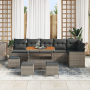 Juego de Sofás de Jardín de 10 Piezas con Cojines Gris Ratán Acacia | Foro24.es | Tu tienda online para hogar, jardín y más Foro24.es