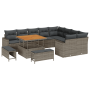 Juego de Sofás de Jardín de 12 Piezas con Cojines Gris Ratán Poli Acacia by , Outdoor sofas - Ref: Foro24-3361648, Price: 849...