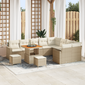 Juego de Sofá Jardín 12 Piezas con Cojines Beige