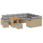Juego de Sofás de Jardín de 12 Piezas con Cojines Rattan Poliéster Beige Acacia | Foro24.es | Tu tienda online para hogar, jardín y más Foro24.es