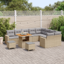 Juego de Sofás de Jardín de 12 Piezas con Cojines Rattan Poliéster Beige Acacia | Foro24.es | Tu tienda online para hogar, jardín y más Foro24.es