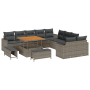 Juego de Sofá de Jardín de 13 Piezas con Cojines en Poliratán Gris de Acacia by , Outdoor sofas - Ref: Foro24-3361668, Price:...