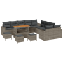 Conjunto de sofá de jardín de 14 piezas con cojines gris poli ratán acacia | Foro24.es | Tu tienda online para hogar, jardín y más Foro24.es