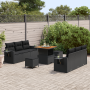 Juego de Sofás de Jardín de 9 Piezas con Cojines Negros de Poliratán y Acacia von , Outdoor-Sofas - Ref: Foro24-3361694, Prei...