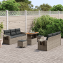 Juego de Sofá de Jardín de 9 Piezas con Cojines Gris Poliratán Acacia | Foro24.es | Tu tienda online para hogar, jardín y más Foro24.es
