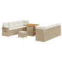 Juego de Sofá de Jardín de 11 Piezas con Cojines Beige de Ratán Poli Acacia | Foro24.es | Tu tienda online para hogar, jardín y más Foro24.es