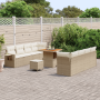 Juego de Sofá de Jardín de 11 Piezas con Cojines Beige de Ratán Poli Acacia | Foro24.es | Tu tienda online para hogar, jardín y más Foro24.es