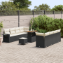 Juego de Sofá de Jardín de 11 Piezas con Cojines Negro Poliratán Acacia | Foro24.es | Tu tienda online para hogar, jardín y más Foro24.es