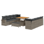 Juego de Sofá de Jardín de 11 Piezas con Cojines Grises de Poliratán Acacia by , Outdoor sofas - Ref: Foro24-3361728, Price: ...