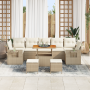 Conjunto de Sofás de Jardín de 10 Piezas con Cojines Beige Ratán Natural Acacia | Foro24.es | Tu tienda online para hogar, jardín y más Foro24.es