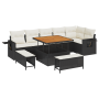 Juego de sofá de jardín de 9 piezas con cojines Ratán Poliéster Negro von , Outdoor-Sofas - Ref: Foro24-3361755, Preis: 614,5...