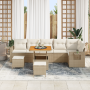 Juego de Sofás de Jardín de 9 Piezas con Cojines Beige Ratán Poliéster Acacia de , Sofás de exterior - Ref: Foro24-3361761, P...