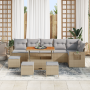 Juego de Sofá de Jardín de 10 Piezas con Cojines Beige Poliratán Acacia | Foro24.es | Tu tienda online para hogar, jardín y más Foro24.es