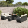 Juego de Sofá de Jardín de 9 Piezas con Cojines Negro Poliratán Acacia | Foro24.es | Tu tienda online para hogar, jardín y más Foro24.es