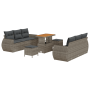 Juego de Sofás de Jardín de 9 Piezas con Cojines en Gris y Poliratán Acacia by , Outdoor sofas - Ref: Foro24-3361833, Price: ...