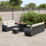 Juego de Sofás de Jardín de 10 Piezas con Cojines Ratán Sintético Negro Acacia | Foro24.es | Tu tienda online para hogar, jardín y más Foro24.es