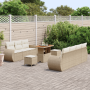 Juego de Sofás de Jardín de 10 Piezas con Cojines Beige Polirratán Acacia | Foro24.es | Tu tienda online para hogar, jardín y más Foro24.es
