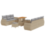 Juego de Sofá de Jardín de 10 Piezas con Cojines Ratán Beige Poliratán Acacia | Foro24.es | Tu tienda online para hogar, jardín y más Foro24.es