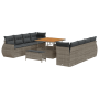 Juego de Sofa de Jardín de 11 Piezas con Cojines Gris de Ratán Polímero Acacia von , Outdoor-Sofas - Ref: Foro24-3361858, Pre...
