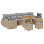 Conjunto de Sofá de Jardín de 10 Piezas con Cojines Beige Rattan Poliéster Acacia | Foro24.es | Tu tienda online para hogar, jardín y más Foro24.es