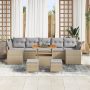 Conjunto de Sofá de Jardín de 10 Piezas con Cojines Beige Rattan Poliéster Acacia | Foro24.es | Tu tienda online para hogar, jardín y más Foro24.es