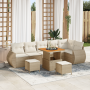 Juego de Sofá de Jardín de 9 Piezas con Cojines Beige Poliratán Acacia | Foro24.es | Tu tienda online para hogar, jardín y más Foro24.es