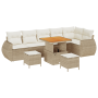 Juego de Sofá de Jardín de 9 Piezas con Cojines Beige Poliratán Acacia | Foro24.es | Tu tienda online para hogar, jardín y más Foro24.es