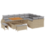 Juego de Sofá de Jardín de 12 Piezas con Cojines Beige Ratan Poli Acacia de , Sofás de exterior - Ref: Foro24-3361907, Precio...