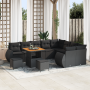 Conjunto de Sofá de Jardín de 12 Piezas con Cojines Negro Poliratán Acacia by , Outdoor sofas - Ref: Foro24-3361909, Price: 8...