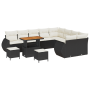 Set de Sofá de Jardín de 12 Piezas con Cojines Negro Poliratán Acacia | Foro24.es | Tu tienda online para hogar, jardín y más Foro24.es