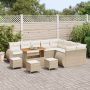 Juego de Sofá de Jardín de 13 Piezas con Cojines Beige Poliratán Acacia | Foro24.es | Tu tienda online para hogar, jardín y más Foro24.es