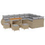 Conjunto de Sofá de Jardín de 13 Piezas con Cojines Beige Ratán Poliéster Acacia von , Outdoor-Sofas - Ref: Foro24-3361922, P...