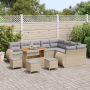 Conjunto de Sofá de Jardín de 13 Piezas con Cojines Beige Ratán Poliéster Acacia von , Outdoor-Sofas - Ref: Foro24-3361922, P...